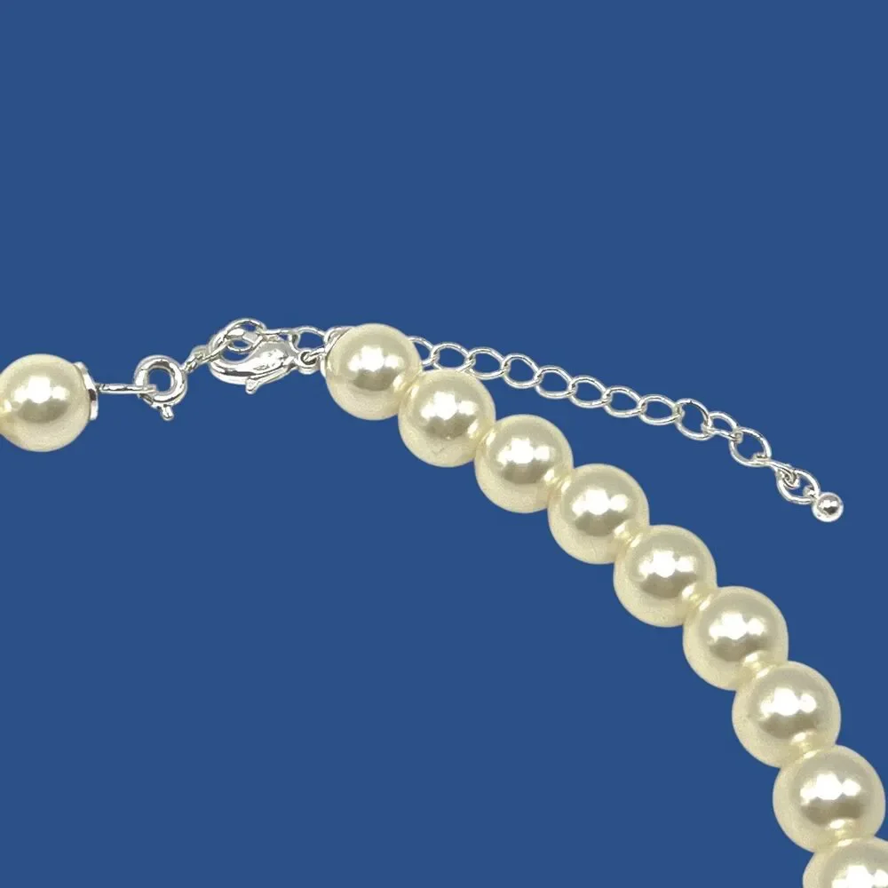 Avon Heart Pendant Necklace Silver Tone Pave Rhinestone Imitation Pearl Gloria